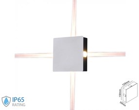 Applique Lampada LED da Muro Quadrato 4X1W 4000K Carcassa Bianca IP65 Illuminazione 4 Lati SKU-8210