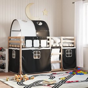 Letto A Castello Senza Materasso Bianco E Nero 90x190cm İn Pino /