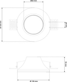Portafaretto Rotondo Ø130x55mm GU10 in Gesso Pitturabile