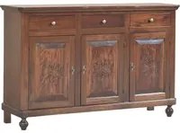 Madia credenza 3 porte tinta noce intagliata l.150 p.43 h.98