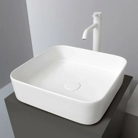 Lavabo da appoggio quadrato 40 in ceramica bianco lucido Epsilon