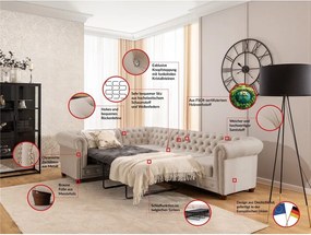 Divano angolare beige allungabile (con penisola a sinistra/a L) con rivestimento in velluto York Blik – Ropez