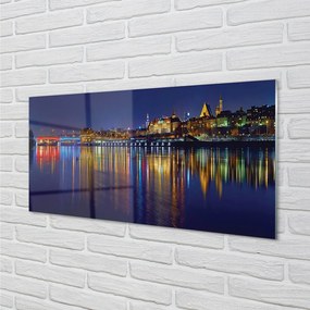 Quadro su vetro Ponte sul fiume varsavia città notturna 100x50 cm