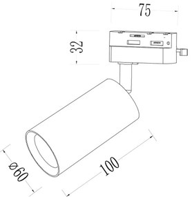 Faretto PIPE per sistema binario monofase 1xGU10/10W/230V marrone
