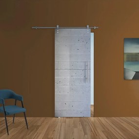 Porta scorrevole sinistra Cemento in mdf grigio, L 88 x H 215 cm, con binario Lux