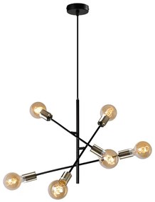 ONLI - Lampadario a sospensione con filo CROSS 6xE27/22W/230V nero/ottone
