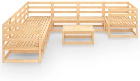 Set divani da giardino 10 pz in legno massello di pino