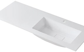 Lavabo a incasso rettangolare vasca a destra L 120.5 x H 15 x P 46 cm in resina bianco opaco