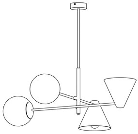 Plafoniera Moderna Industrial Njord 4 Luci Nero