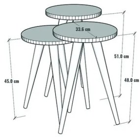 Set 3 Tavolini Decorativi Da Salotto Gambe Legno Aphrodite Antracite