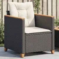 Poltrona da Giardino con Cuscini in Polyrattan Nero 366321