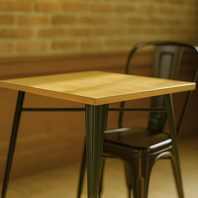 Tavolo Torix Quadrato Legno Naturale 80 cm - Nero