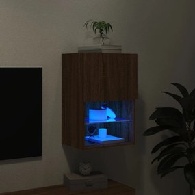 Mobile tv con luci led rovere marrone 40,5x30x60 cm