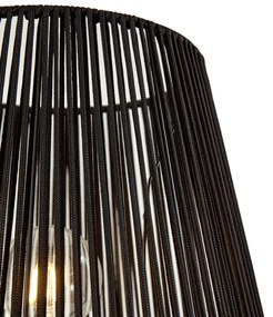 Lampada da terra per esterni nera con paralume in corda nera IP44 - Virginia Jayla