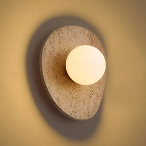 Lampada da parete Japandi in pietra naturale organica con vetro opalino - Josie