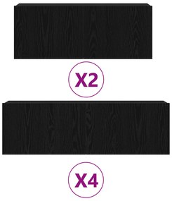 Set di mobile tv in 6 pezzi in legno ingegnerizzato nero