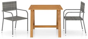 Set Mobili Da Pranzo Per Giardino 3 Pz Grigio /