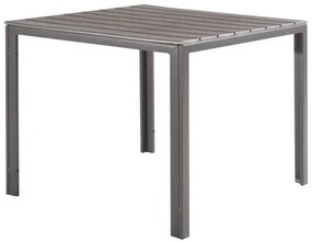 Tavolo Tenerife 78x78x74h cm – Struttura in Metallo e Piano HDPE Effetto Legno Grigio