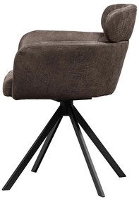 Sedia da pranzo marrone scuro in imbottito con braccioli Fenne – WOOOD