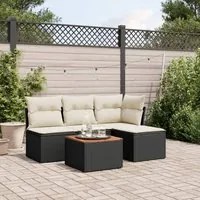 Set Divani da Giardino 5 pz con Cuscini in Polyrattan Nero 3223592