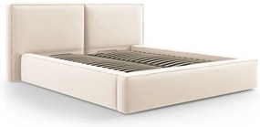 Letto matrimoniale imbottito color crema in velluto con contenitore con rete inclusa 180x200 cm Arendal – Cosmopolitan Design