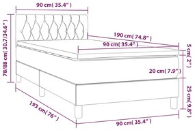 Letto a Molle con Materasso e LED Nero 90x190 cm in Tessuto