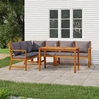 Set da Pranzo Giardino 5pz con Cuscini Legno Massello di Acacia 3154967