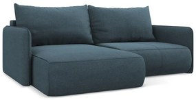 Divano angolare blu allungabile/con contenitore (con penisola a sinistra) Nanea – Makamii