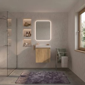 Mobile da bagno sospeso Vegas L 46 x H 56,5 x P 48,5 cm, 1 anta, rovere, lavabo incluso