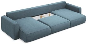 Divano angolare azzurro allungabile/con contenitore (a U) Kapua – Makamii