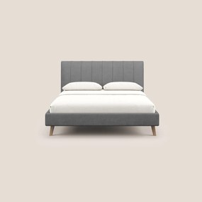 Selene letto imbottito con piedini naturali sfoderabile in tessuto impermeabile T02