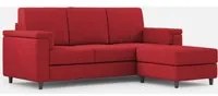 Divano 3 Posti con Pouf 208x155x85 cm Marrak in Tessuto Rosso