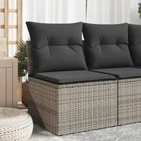 Divano Giardino Senza Braccioli con Cuscini Grigio Polyrattan 366112