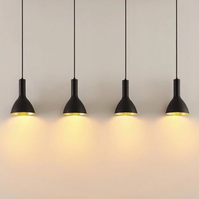 Arcchio lampada a sospensione Cosmina, a 4 luci, lunghezza 120 cm, nera