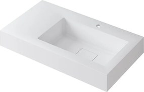 Lavabo a incasso rettangolare vasca a destra L 80.5 x H 15 x P 46 cm in resina bianco opaco