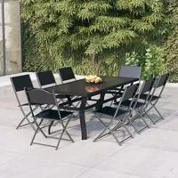 Set da Pranzo per Giardino 9 pz Grigio e Nero 3102921