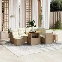 Set Divano da Giardino 8 pz con Cuscini Beige in Polyrattan 3275494