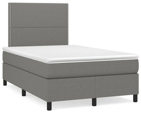 Letto a molle materasso e led grigio scuro 120x190cm in tessuto