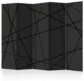 Paravento design Incrocio scuro II (5-część) - astrazione geometrica nera