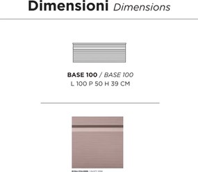 Mobile da bagno sospeso moderno con base 100 RIO con lavabo da appoggio ROSA POLVERE