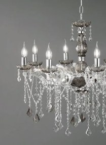 Lampadario damasco 16 luci fume' e cromo attacco e14 d.95cm