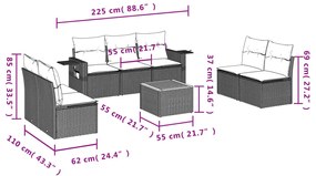 Set Divani da Giardino con Cuscini 8 pz Nero in Polyrattan