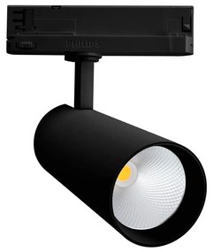 Faro LED 34W per Binario Trifase 38°+60° Nero con driver Philips Colore Bianco Caldo 2.700K