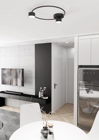 Plafoniera Moderna Zeus Acciaio Nero 2 Luci Gx53 Ip20
