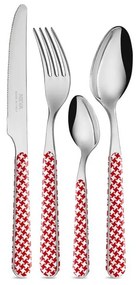 Set 24 Pezzi Posate Moderne - Pied de Poule Rosso