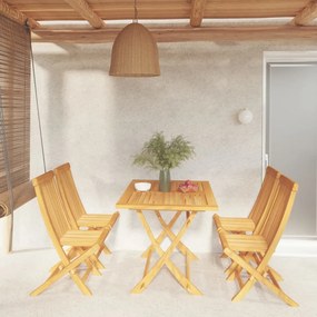 Set Da Pranzo Da Giardino 5 Pz İn Legno Massello Di Teak /