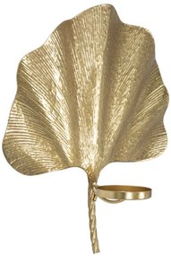 Portacandele da Muro Glam Leaf in Metallo Dorato 41x11,5x40 cm