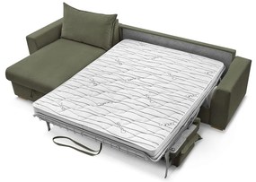 Divano angolare verde allungabile (con composizione variabile) con rivestimento in velluto a coste Augustin – Bobochic Paris