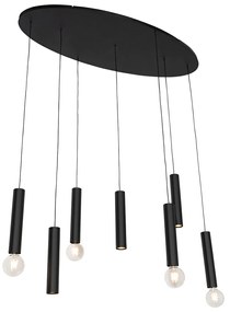 Lampada a sospensione di design ovale nera 7 luci - Tuba