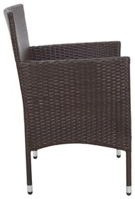 Panchina da Giardino con Cuscino in Polyrattan Marrone